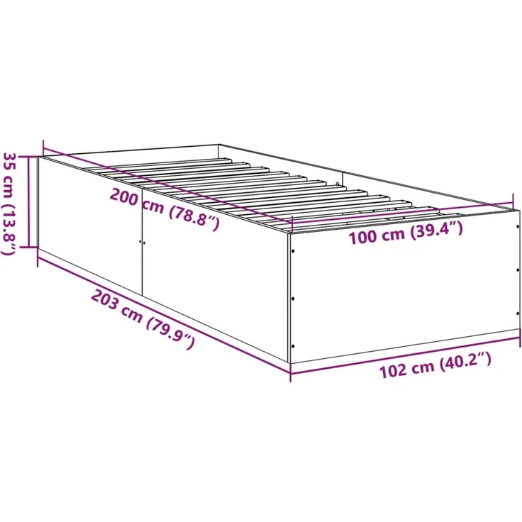 vidaXL Bettgestell Sonoma-Eiche 100x200 cm Holzwerkstoff 3281051 – Bild 10