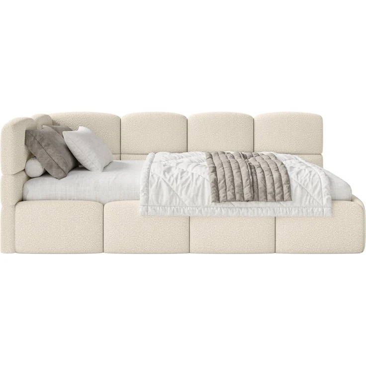 Selsey 'Cloudy' Jugendbett links, Matratze & Rausfallschutz, Bouclé Hellbeige, 90x200 cm – Bild 7