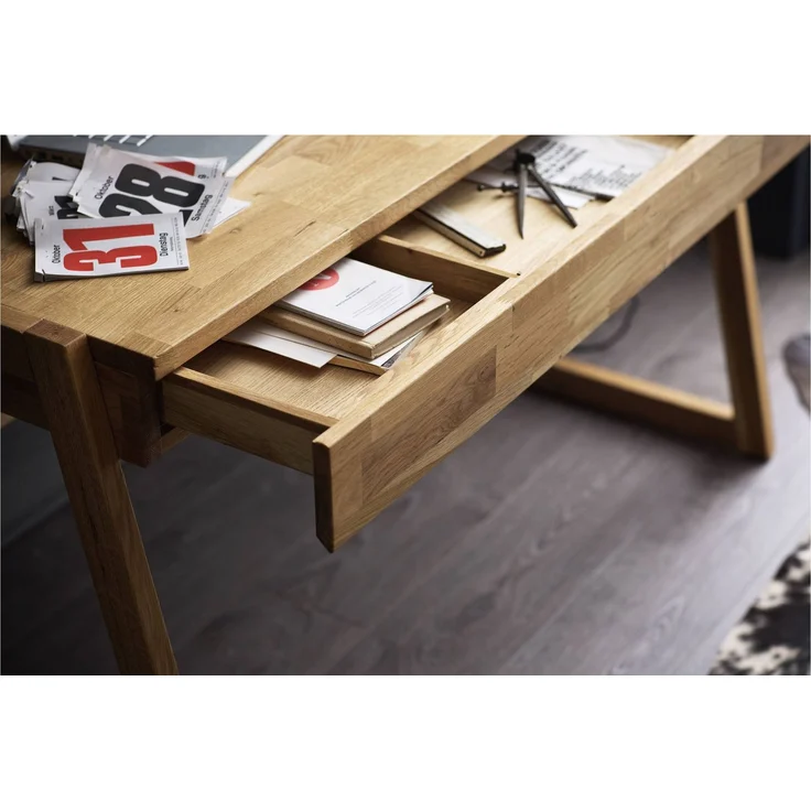 MSZ Design Schreibtisch Sekretär KIRSA Wildeiche massiv geölt Natur 126x55x77 cm – Bild 4