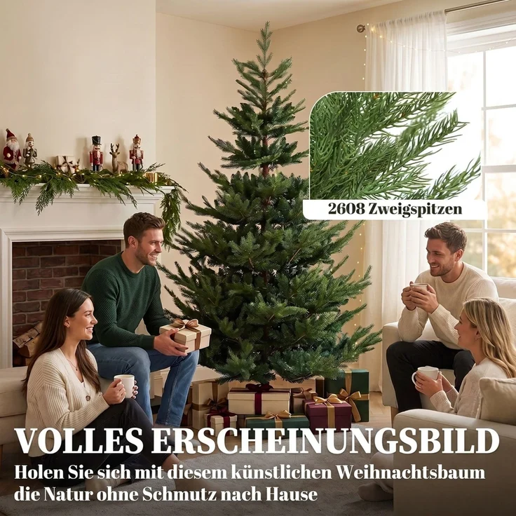 HOMCOM Weihnachtsbaum, PVC, Grün, 140 x 140 x 210 cm – Bild 7