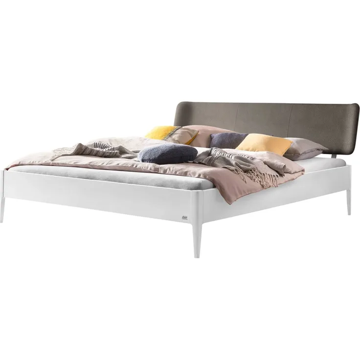 Hasena Polsterbett Pienza Weiß mit gepolstertem Kopfteil 140x200 cm, Fußhöhe 20 cm MDF weiss deckend – Lounge