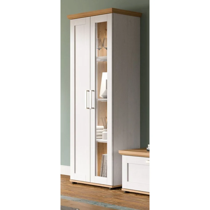 Vitrine Mirano in weiß Lärche Landhaus 64 x 161 cm – Bild 2