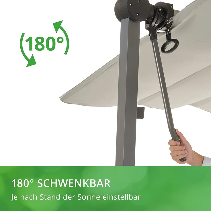 LECO Sonnendach WAVED, faltbar, Polyester lichtgrau, Aluminium- und Stahlrohrgestell anthrazit, 4x2,5 m – Bild 5