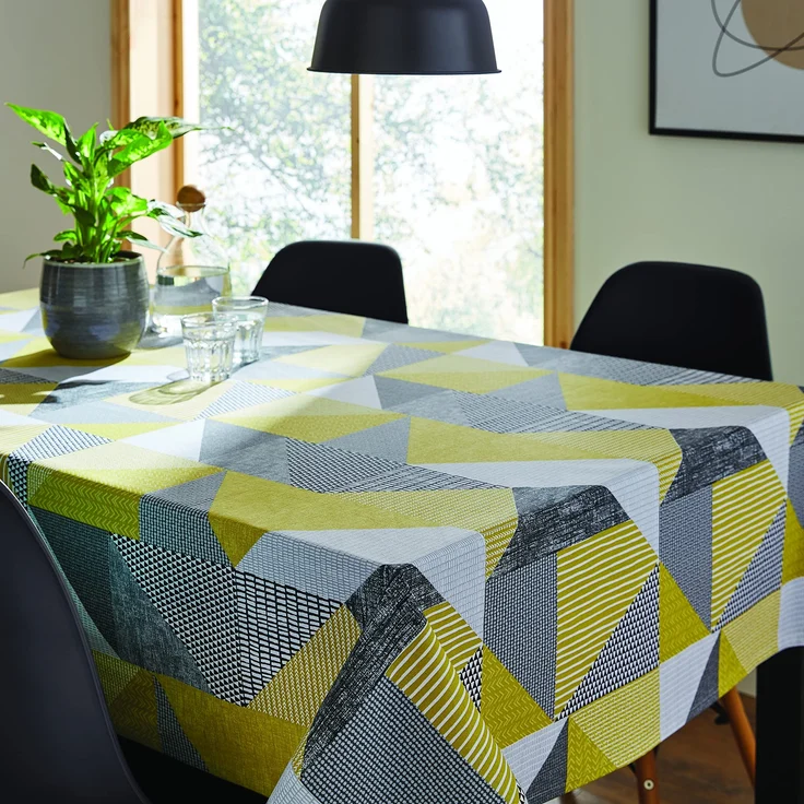 Catherine Lansfield Larsson Geo Tischdecke, Baumwolle, abwischbar, 137x178 cm, Ocker (KT/44750/W/T13217/OC)