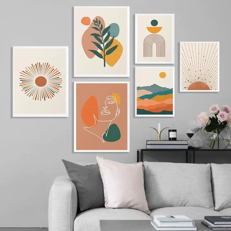 Abstrakte Boho Poster · Terrakotta & Grün · Minimalistische Wandbilder · Modernes Wohnambiente · ohne Rahmen - D / 10 x 15 cm – Bild 9