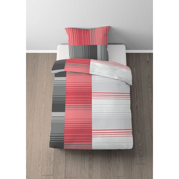 Traumhaft schlafen - Castell - Markenbettwäsche Baumwoll Renforce Bettwäsche 0040561 STREIFENMIX, rot, 1x 135x200 cm + 1x 80x80 cm – Bild 4