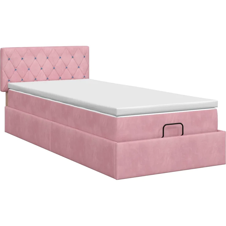 vidaXL Ottoman Bett mit Matratze mit Kopfteil Rosa 90x200 cm Samt 3457628 – Bild 8