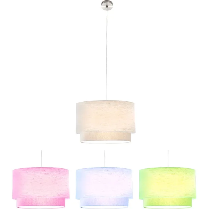RGB LED Pendelleuchte, Textil beige, H 150 cm