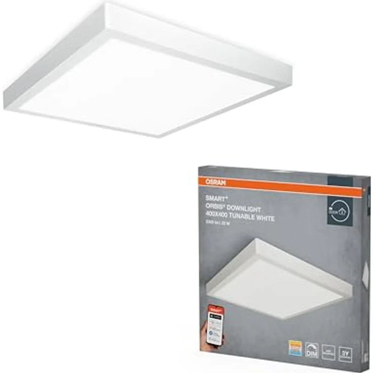 Osram SMART+ Matter Orbis LED-Downlight, eckig 400x400mm, 22W, 1800lm, Tunable White 3000–6500K, Aluminium weiß, Matter over WiFi – Bild 5