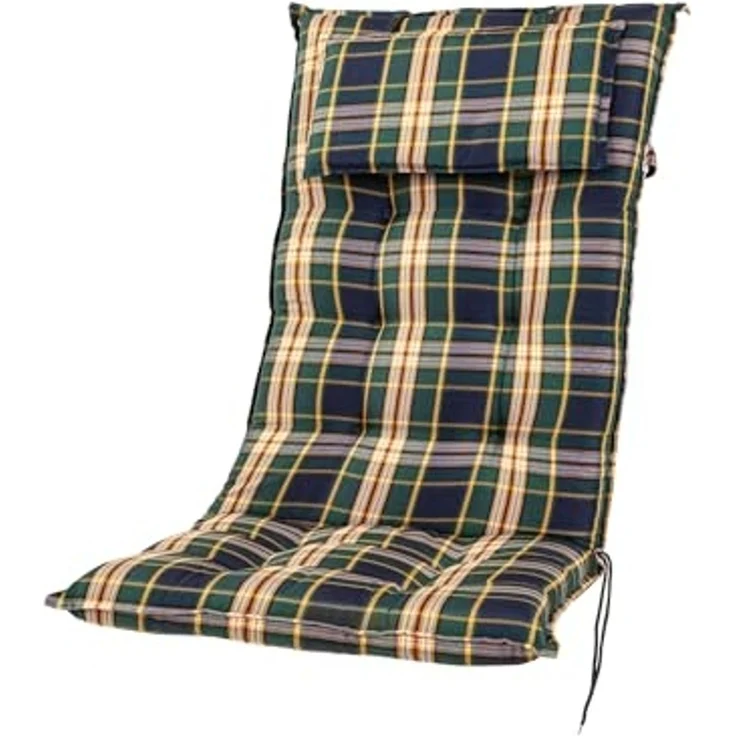 Sun Garden Hochlehnerauflage Hochlehner Sylt B 7179-1 grün-blau kariert 120x50x9 cm Sun Garden, (1 St), Eckhaltebänder mit Bindebändern – Bild 1