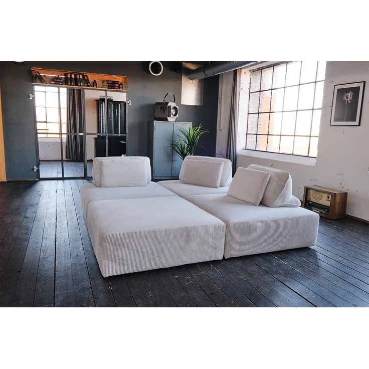 KAWOLA Modulsofa WIOLO SOFT 4 Module 4 Rückenkissen Cord hellgrau 84 x 222 x 333 cm – Bild 8