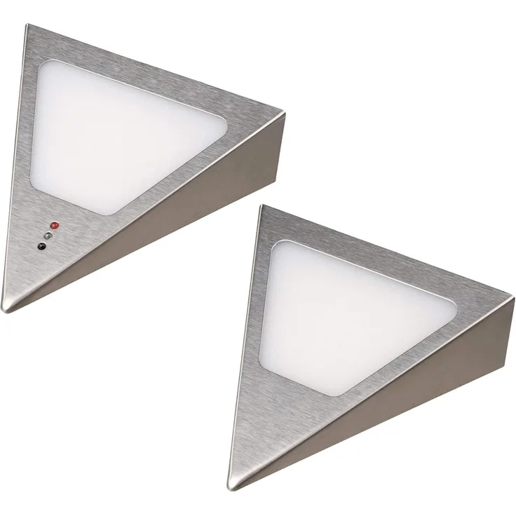 kalb LED Unterbauleuchte Dreieck LED Unterbauleuchten mit Sensor, Warmweiß, dimmbar, Edelstahl, 2er Set warmweiß, warmweiß