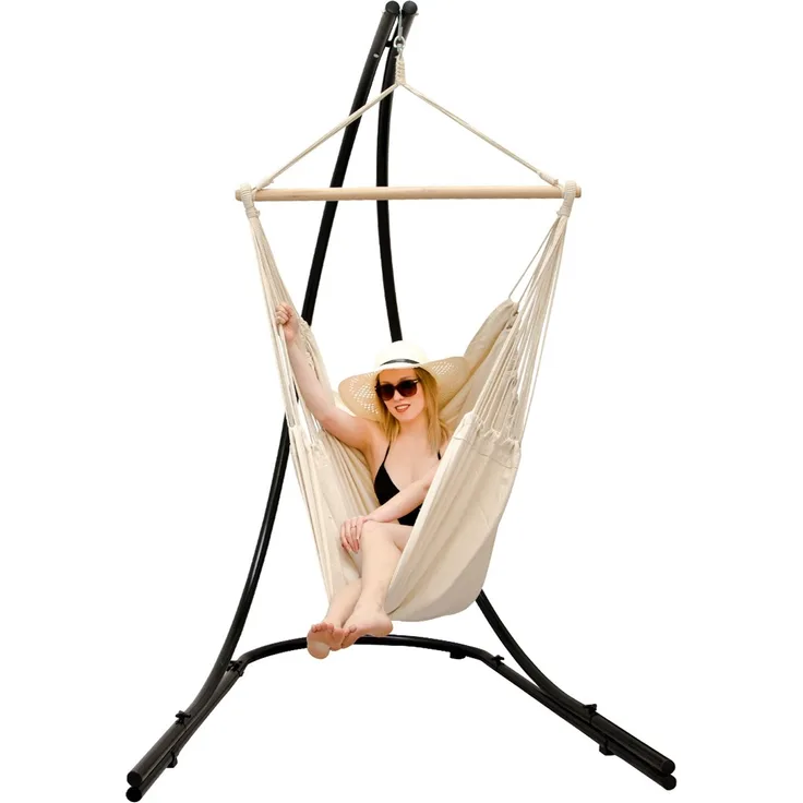 XXL Hängesessel 185x130cm in Beige + 210cm Gestell