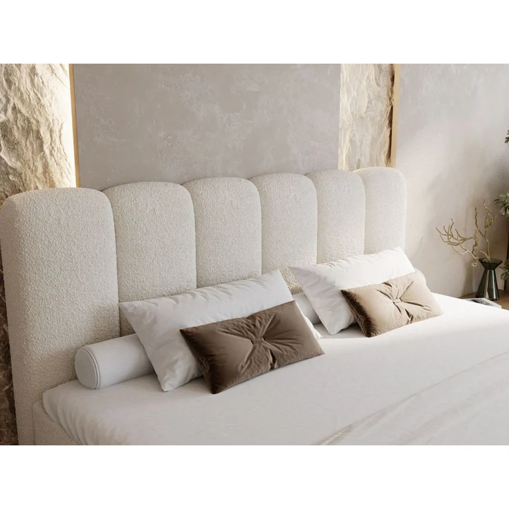 GRAINGOLD Cloud Boxspringbett 200x200, Bett mit Bettkasten, Bouclé-Stoff, mit Kopfteil, Beige – Bild 6