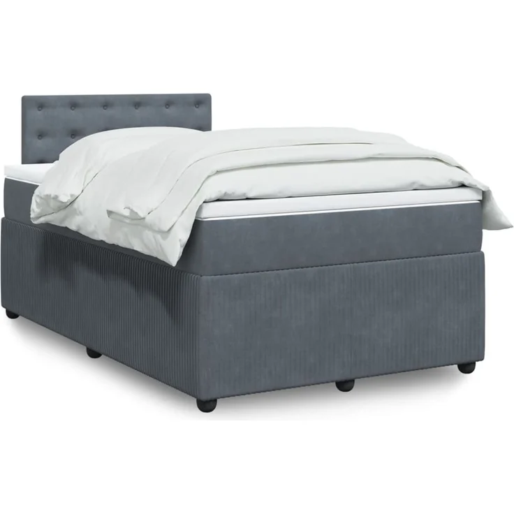 vidaXL Boxspringbett mit Matratze Dunkelgrau 120x190 cm Samt 3289999 – Bild 1