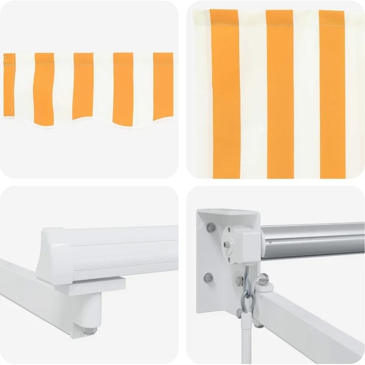 vidaXL Manuelle Gelenkarmmarkise mit LEDs Gelb und Weiß 3x2,5 m 3419248 – Bild 6