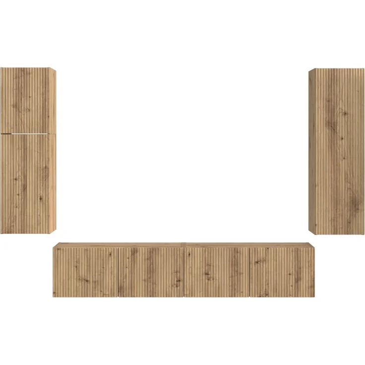vidaXL TV-Schrankset Wandmontiert 4 pcs Artisan-Eiche Holzwerkstoff 3409041 – Bild 9