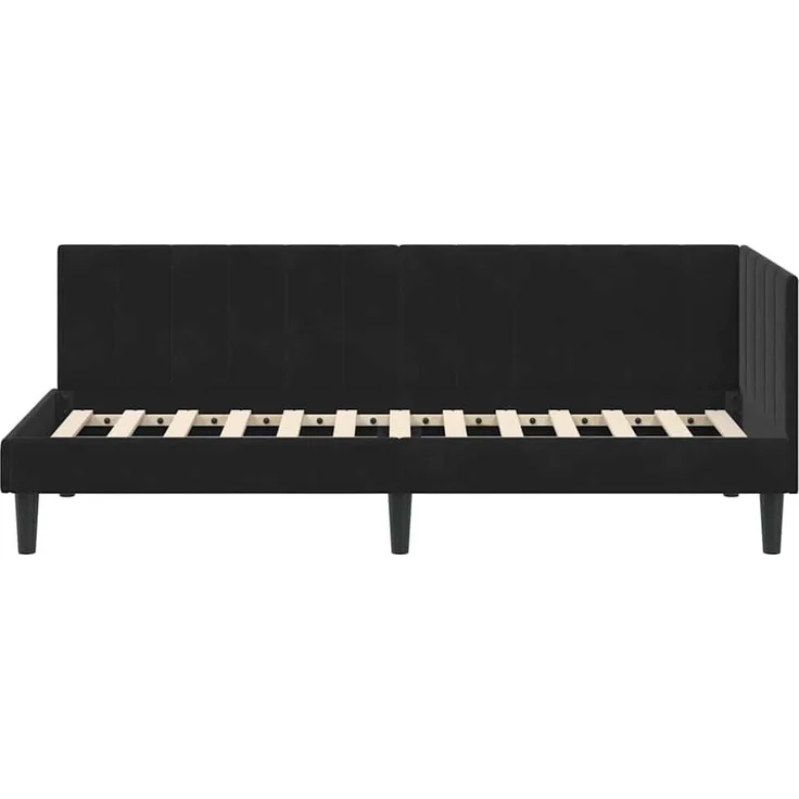 vidaXL Eckbettgestell mit Kopfteil Schwarz 80 cm x 200 cm Samt 42016333 – Bild 4