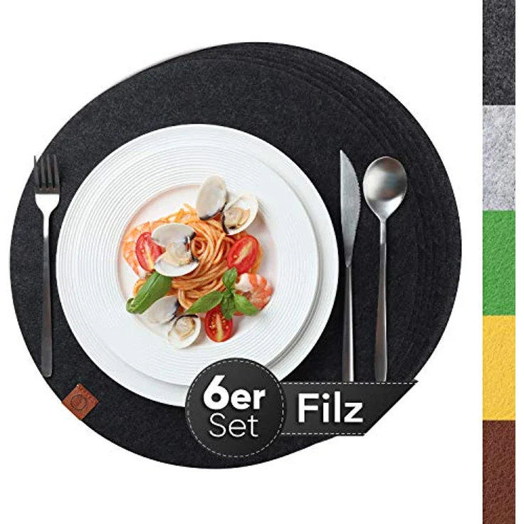 Loco Bird Platzset Tischset aus Filz, 6er Set Rechteckig, 38 cm Telleruntersetzer, (Tischset), abwischbare Tischuntersetzer Platzdeckchen – Bild 2