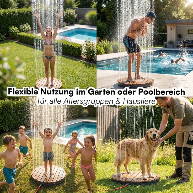 STEELSØN 'Samaya' Bodendusche rund, Gartendusche braun/grau, Campingdusche wetterfest, Saunadusche, Fontänenhöhe bis zu 4m, inkl. Fußrad – Bild 8