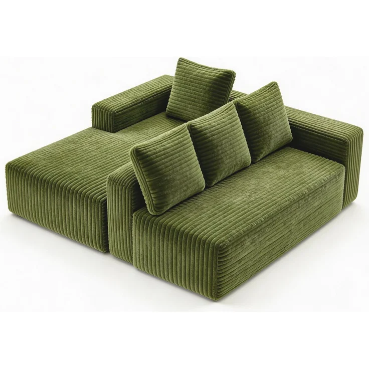 ZUBALIYA Sofa, modular kombinierbar, H 58 × T 168 × B 261 cm, Grün, Cord – Bild 14