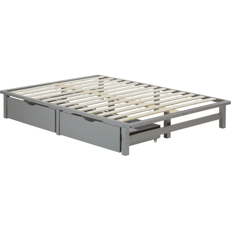 Holzbett 140x200 mit Matratze Bettkasten 2er Set Holzbettrahmen Grau Palettenbett Doppelbett Bett Massiv Holz – Bild 9