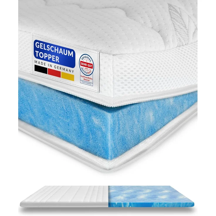 Premium Gelschaum-Topper 180x200 cm mit RG 50 - Hochwertiger Tencel-Bezug - Antirutschfunktion - Umlaufendes Klimaband - Qualität Made in Germany - Gel-Topper 180x200