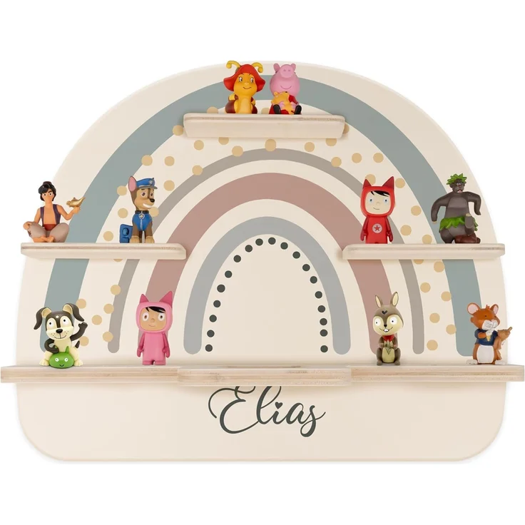 KIDSMOOD - Personalisiertes Tonie Regal für Kinderzimmer | Regenbogen Wand-Regal mit genügend Platz für Tonie-Hör-Figuren, Aussparung für Tonie-Musikbox & Kabelmanagement, Tonie Regal Mädchen & Jungen – Bild 1