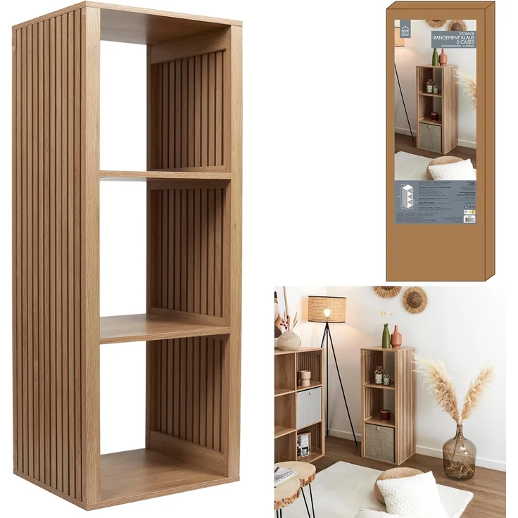 HOME DECO FACTORY - HD0242 – Modularer Ordner, 3 Fächer, 38,5 x 99 x 32 cm, Braun – Bild 5