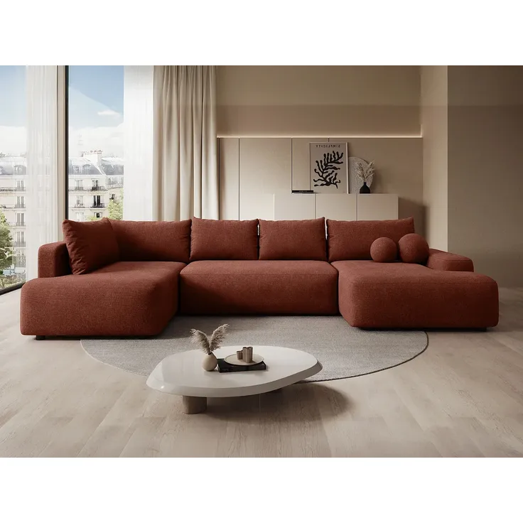 Vente-unique - DAVISO Sofa Stoff Rot - B 204 cm x H 87 cm x L 360 cm