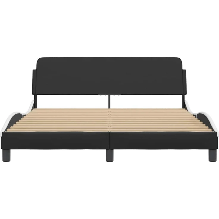 vidaXL Bettgestell "Dover" Schwarz und Weiß 152x203 cm Kunstleder 373296 – Bild 4