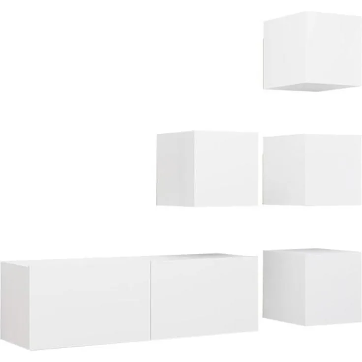vidaXL 5-tlg. TV-Schrank-Set Weiß Spanplatte [3078722]