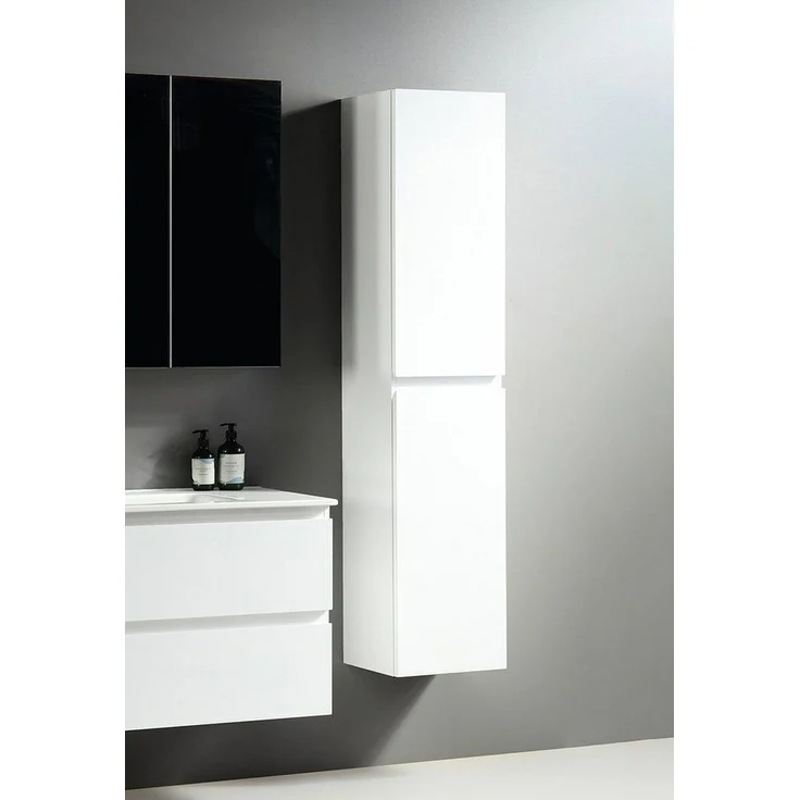 Alpenberger Hochschrank - Badezimmerschrank Schmal - Badezimmermöbel Mehrzweckschrank (Badmöbel für Kleine Bäder, 1-tlg. Bathroom Cabinet) Badmöbel Schrank aus MDF & MFC mit 2 Softclose Türen – Bild 1