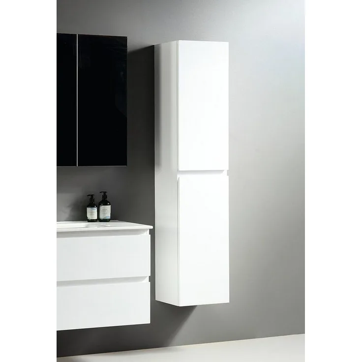 Alpenberger Hochschrank - Badezimmerschrank Schmal - Badezimmermöbel Mehrzweckschrank (Badmöbel für Kleine Bäder, 1-tlg. Bathroom Cabinet) Badmöbel Schrank aus MDF & MFC mit 2 Softclose Türen
