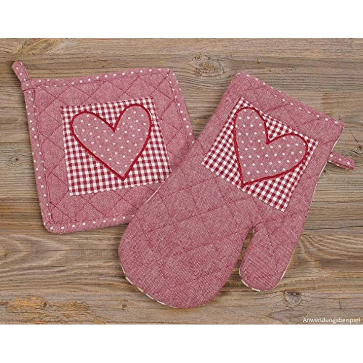 matches21 HOME & HOBBY Topflappen Topflappen Landhaus Premium Punkte Herz Karo 20x20 cm, (1-tlg) – Bild 4