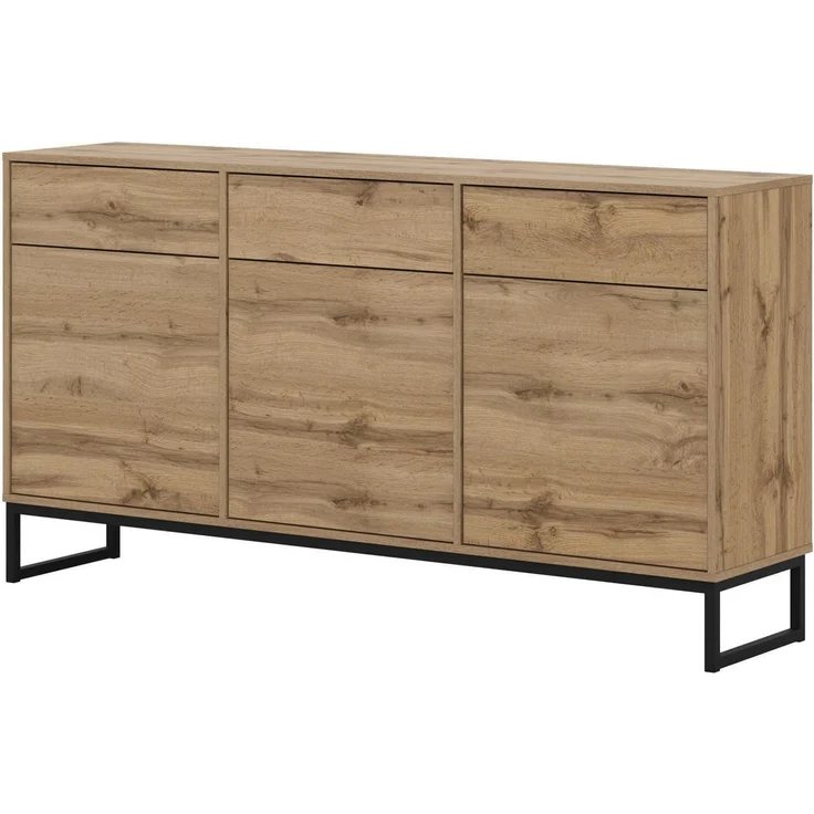 OTTO home Sideboard Loft, Breite 157 cm, grifflose Kommode 3 Türen/3 Schubkästen, Schubladenschrank mit viel Stauraum, Einlegeböden verstellbar – Bild 2