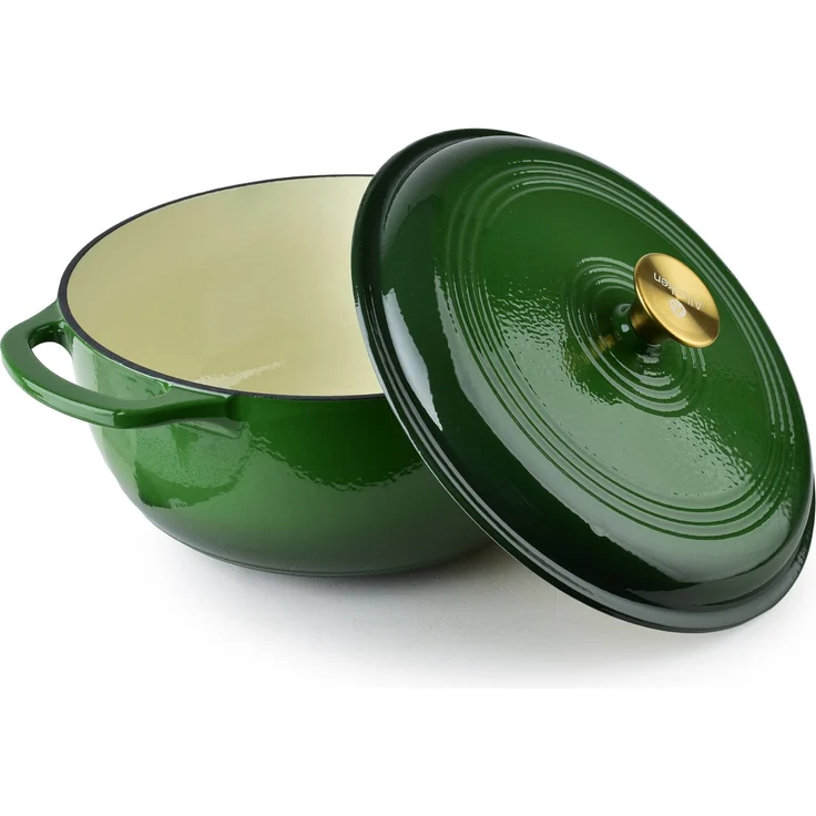 Gusseisenbräter VERDELUXE, grün mit cremefarbener Innenemaillierung, 28x28x12 cm, 5,6 l – Bild 3