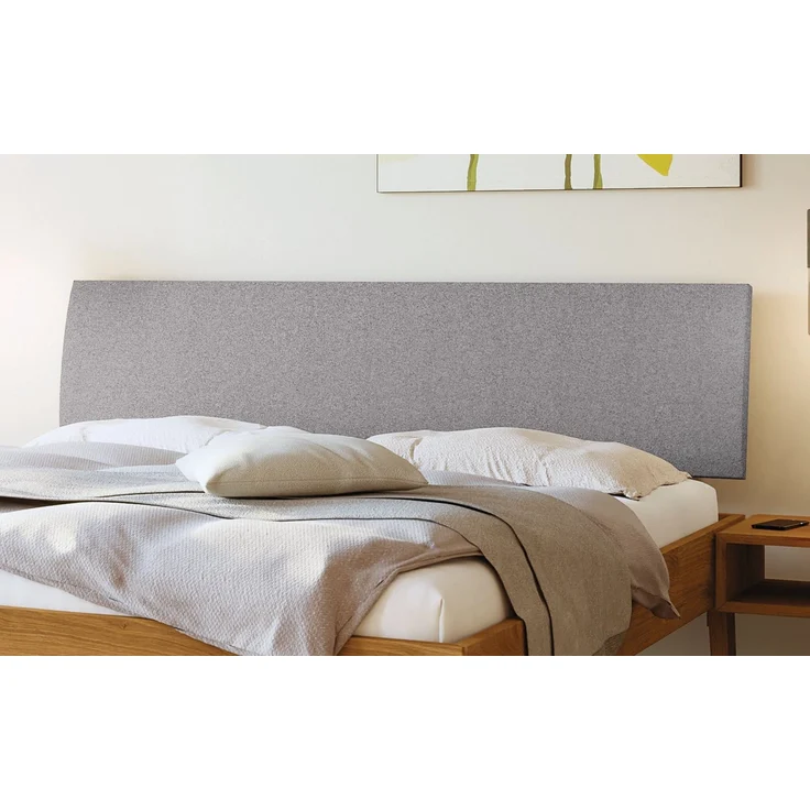 Hasena Massivholzbett Lorenzo Wildeiche mit Polsterkopfteil, Bezug Pace Light Grey 160x210 cm, Fußhöhe 20 cm – Trento – Bild 3