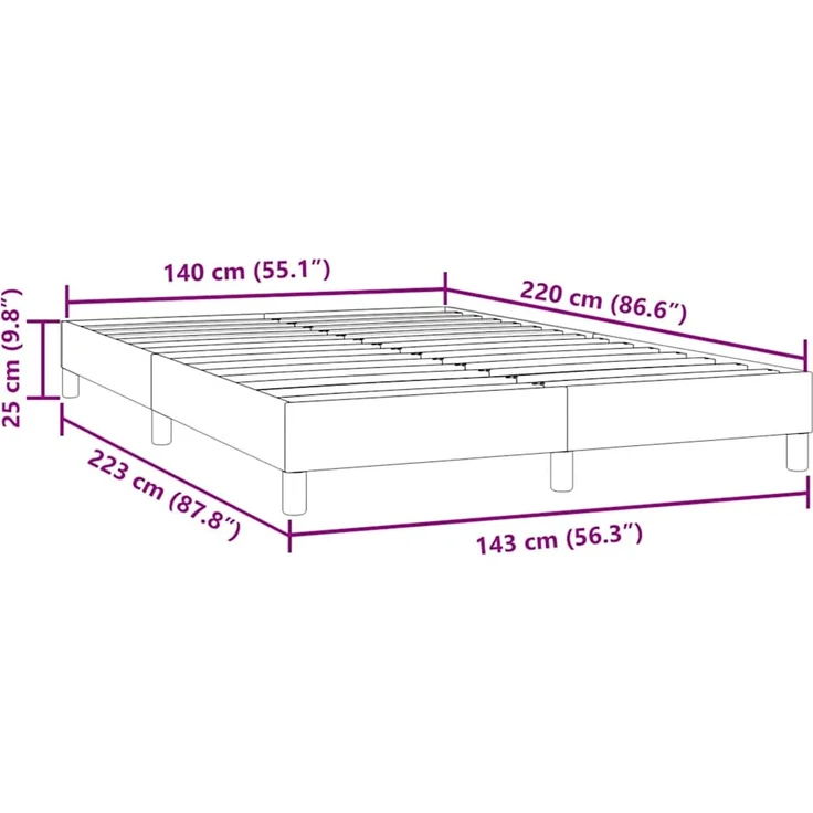 vidaXL Boxspringbett ohne Matratze Schwarz 140x220 cm Samt 3315875 – Bild 10