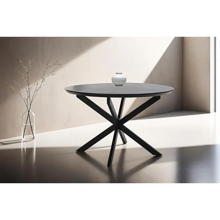 byLIVING Esstisch Oregon, Auszug 120-160 cm, mit Schweizer Kante, Eichen-Optik schwarz – Bild 2