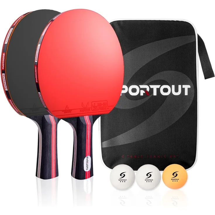 Sportout Premium Tischtennisschläger Set inkl. 2 Tischtennisschläger und 3 Bälle