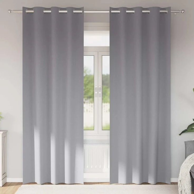 vidaXL Verdunkelungs-Vorhänge mit Ringen 2 stk. Hellgrau 225 x 140 cm 4107345 – Bild 2