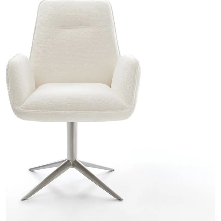 Drehstuhl Zoa-Flex Bouclé Soft Beige Fußkreuz Edelstahl 360° drehbar Wippfunktion Taschenfederkern – Bild 2