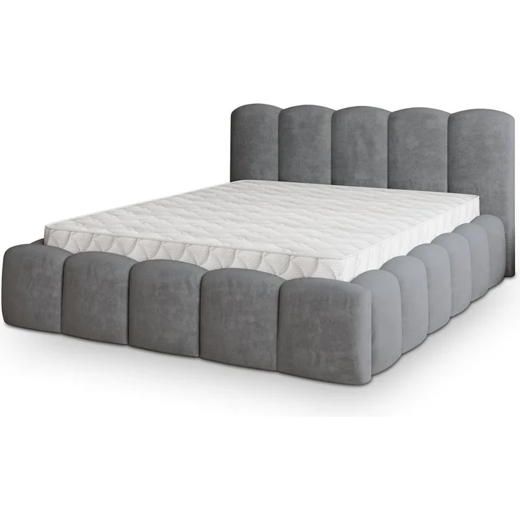 Masseno Polsterbett FALINA 200x200 cm grau (mit Bettkasten und Lattenrost) – Bild 2