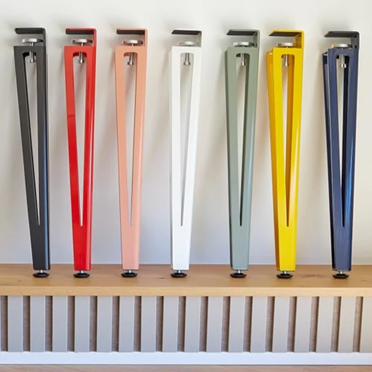 SO-TECH® Tischbein ColorLine in F-Form konisch zulaufend von 70 auf 40 mm, mit Klemmschraube (ohne Bohren) - weiß - Höhe 464 mm - 1x – Bild 2