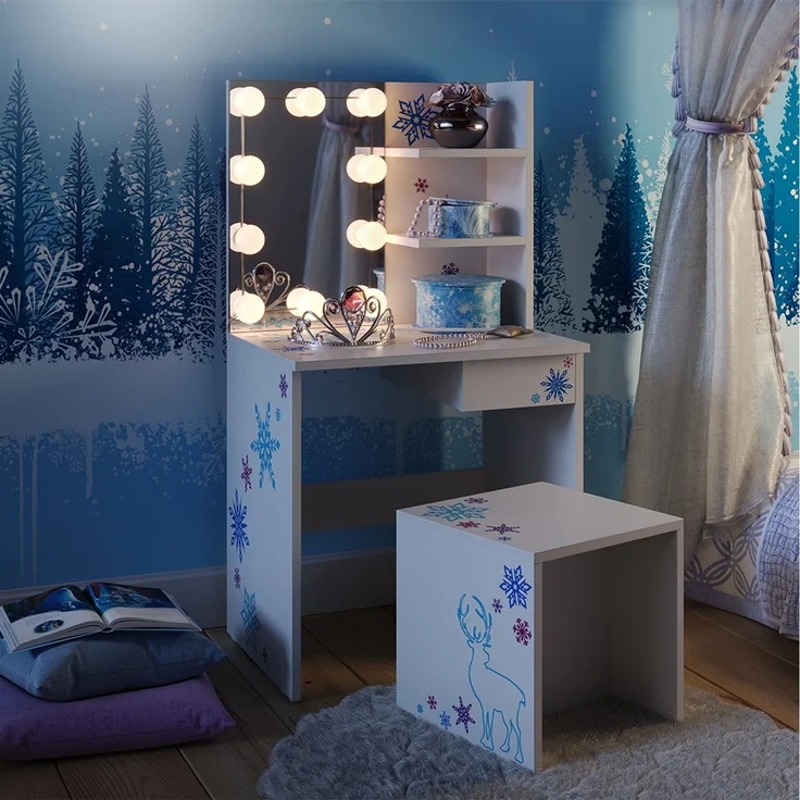 Kinder-Schminktisch Schneeflocke Weiß 54.8 cm mit LED Beleuchtung Vicco – Bild 4