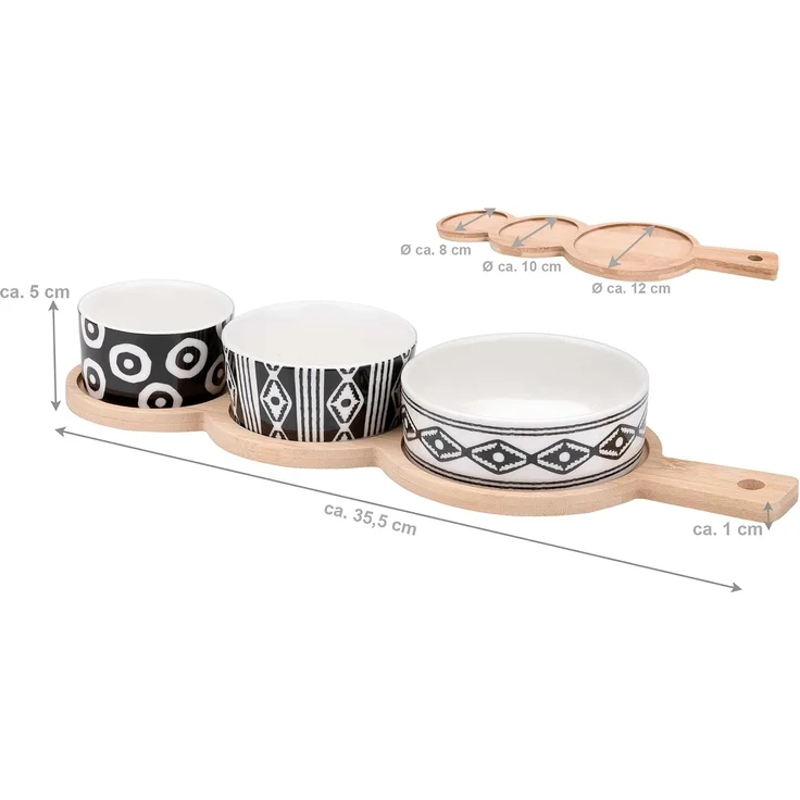 Bubble-Store Snackschale Tapas-Set, Keramik, Bambus, (Tapas Keramik-Schalen), Tapas-Schale – Bild 3