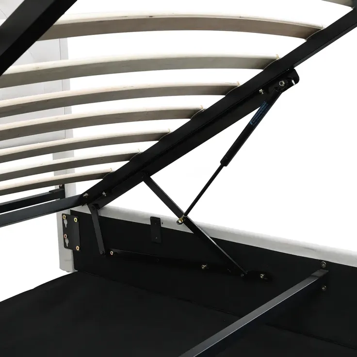 Stauraumbett Doppelbett mit Lattenrost und Bettkasten, 180x200 cm, gepolsterter Kopfteil, Leinen – Bild 9