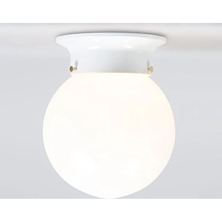 Qazqa Deckenleuchte Scoop, ohne Leuchtmittel, E27, Weiß, Retro, Glas, 1-flammig – Bild 2