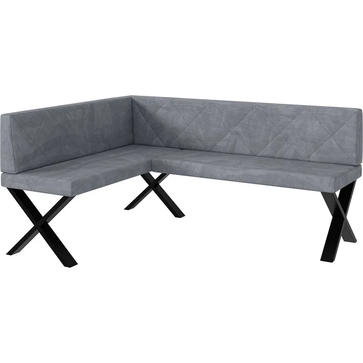 MEBLINI Eckbank für Esszimmer - Küchenbank - Essecke - Sitzecke Küche - ERIC - X-Beine 128x168x87cm Links - Grau Samt